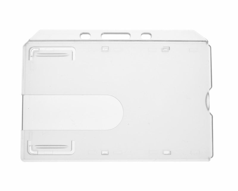 Clear Enclosed ID Card Holder with Thumb Slot - Landscape (Pack of 100)