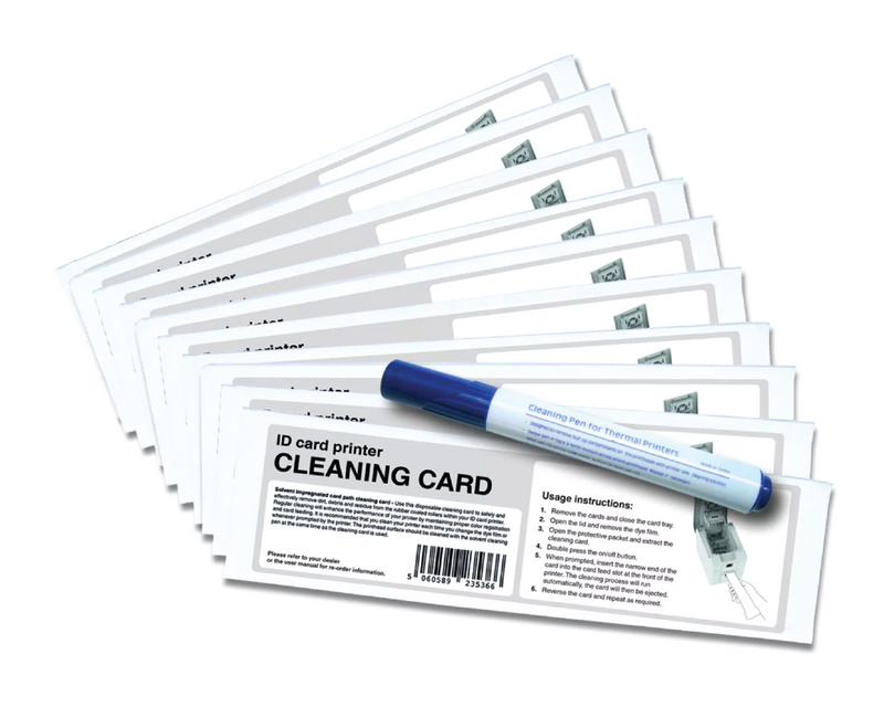 E9100 Pronto 100 Printer Cleaning Kit (10 Cards, 1 Pen)