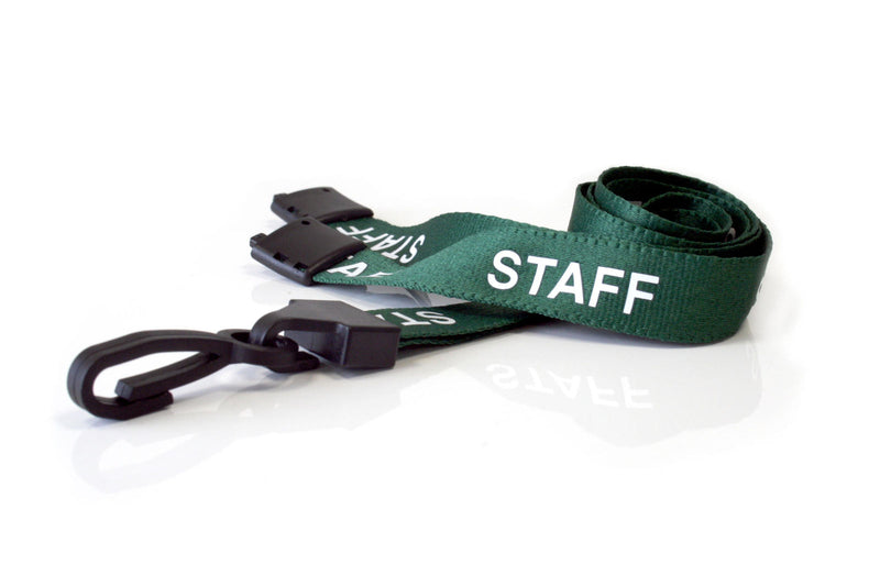 Recycled 15mm Staff Pre Printed Lanyards with Metal Lobster Clip or Plastic J Clip (Pack of 100)