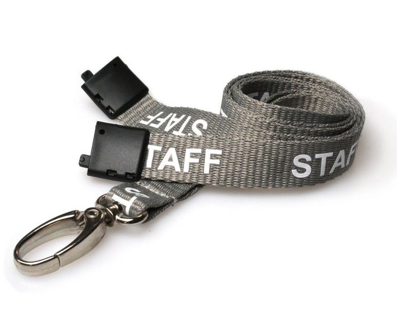 Recycled 15mm Staff Pre Printed Lanyards with Metal Lobster Clip or Plastic J Clip (Pack of 100)