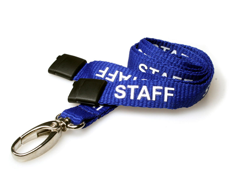 Recycled 15mm Staff Pre Printed Lanyards with Metal Lobster Clip or Plastic J Clip (Pack of 100)
