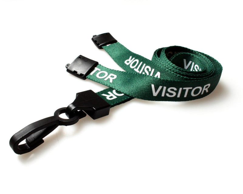 Recycled 15mm Visitor Pre Printed Lanyards with Metal Lobster Clip or Plastic J Clip (Pack of 100)