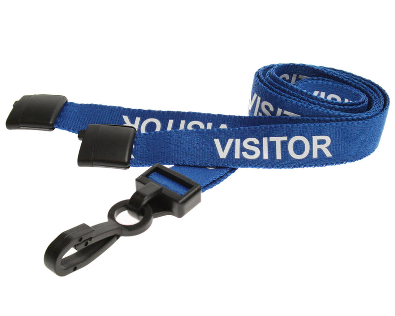 Recycled 15mm Visitor Pre Printed Lanyards with Metal Lobster Clip or Plastic J Clip (Pack of 100)