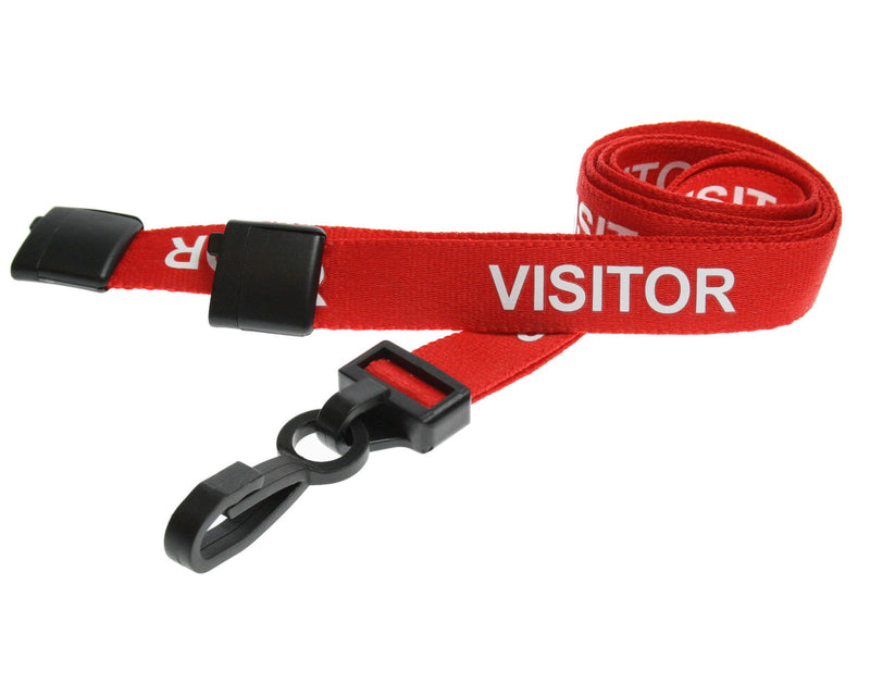 Recycled 15mm Visitor Pre Printed Lanyards with Metal Lobster Clip or Plastic J Clip (Pack of 100)