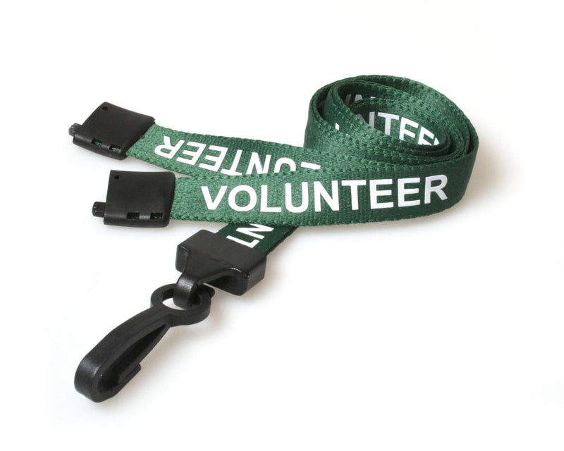 Recycled 15mm Volunteer Lanyards with Plastic J Clip (Pack of 100)