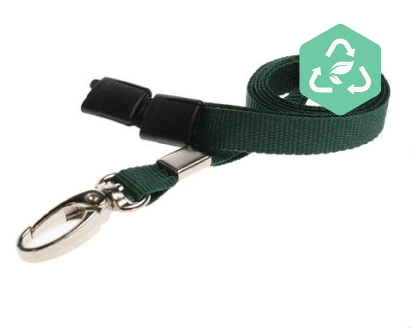 Recycled 10mm Plain Lanyards with Metal Lobster Clip or Plastic J Clip (Pack of 100)