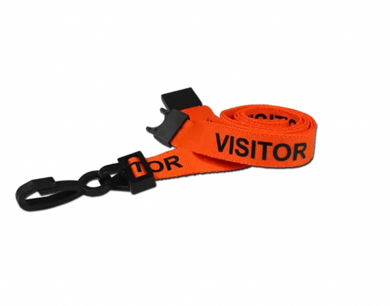 Recycled 15mm Visitor Pre Printed Lanyards with Metal Lobster Clip or Plastic J Clip (Pack of 100)