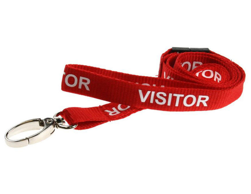 Recycled 15mm Visitor Pre Printed Lanyards with Metal Lobster Clip or Plastic J Clip (Pack of 100)