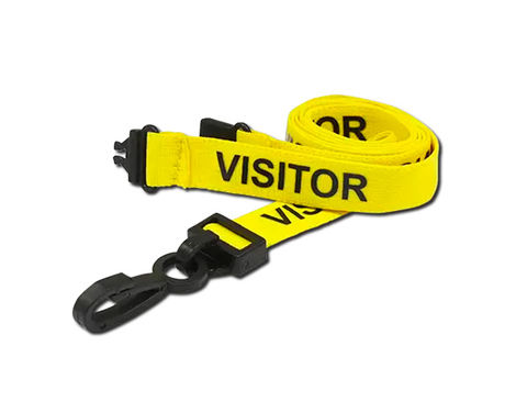 Recycled 15mm Visitor Pre Printed Lanyards with Metal Lobster Clip or Plastic J Clip (Pack of 100)
